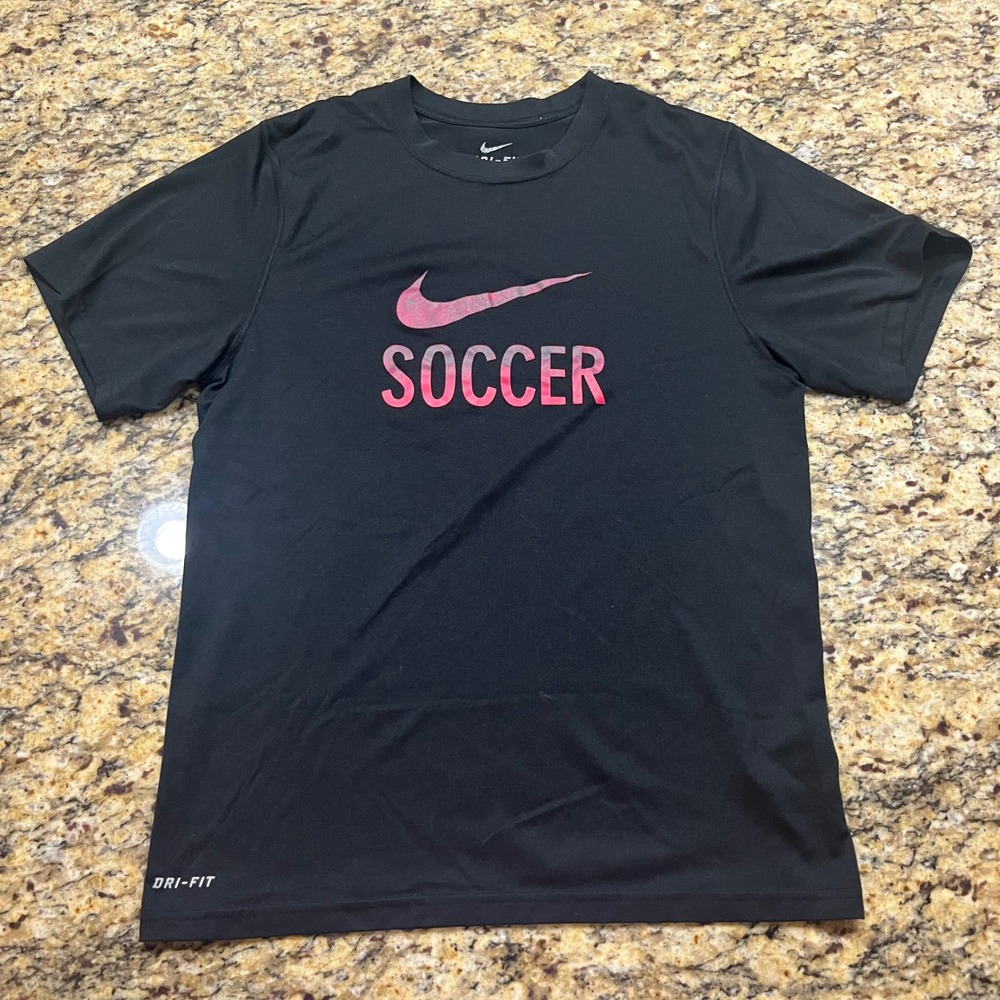 Nike Dri-FIT Womens‎ Soccer Graphic T-Shirt Black Pink Training Top Small